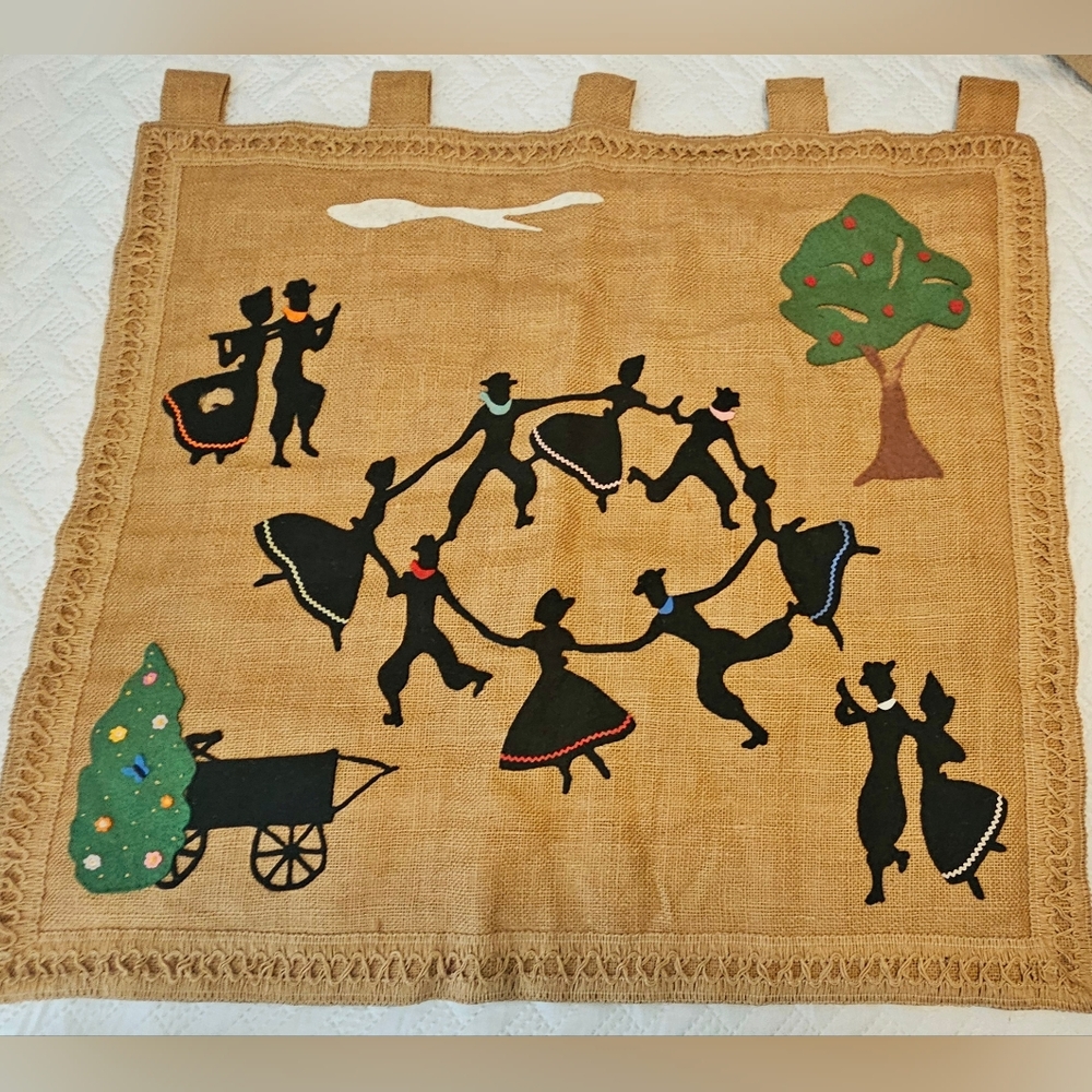 Wall Hanging Tapestry Handmade in Burlap Western Dancing design - Picture 1 of 7